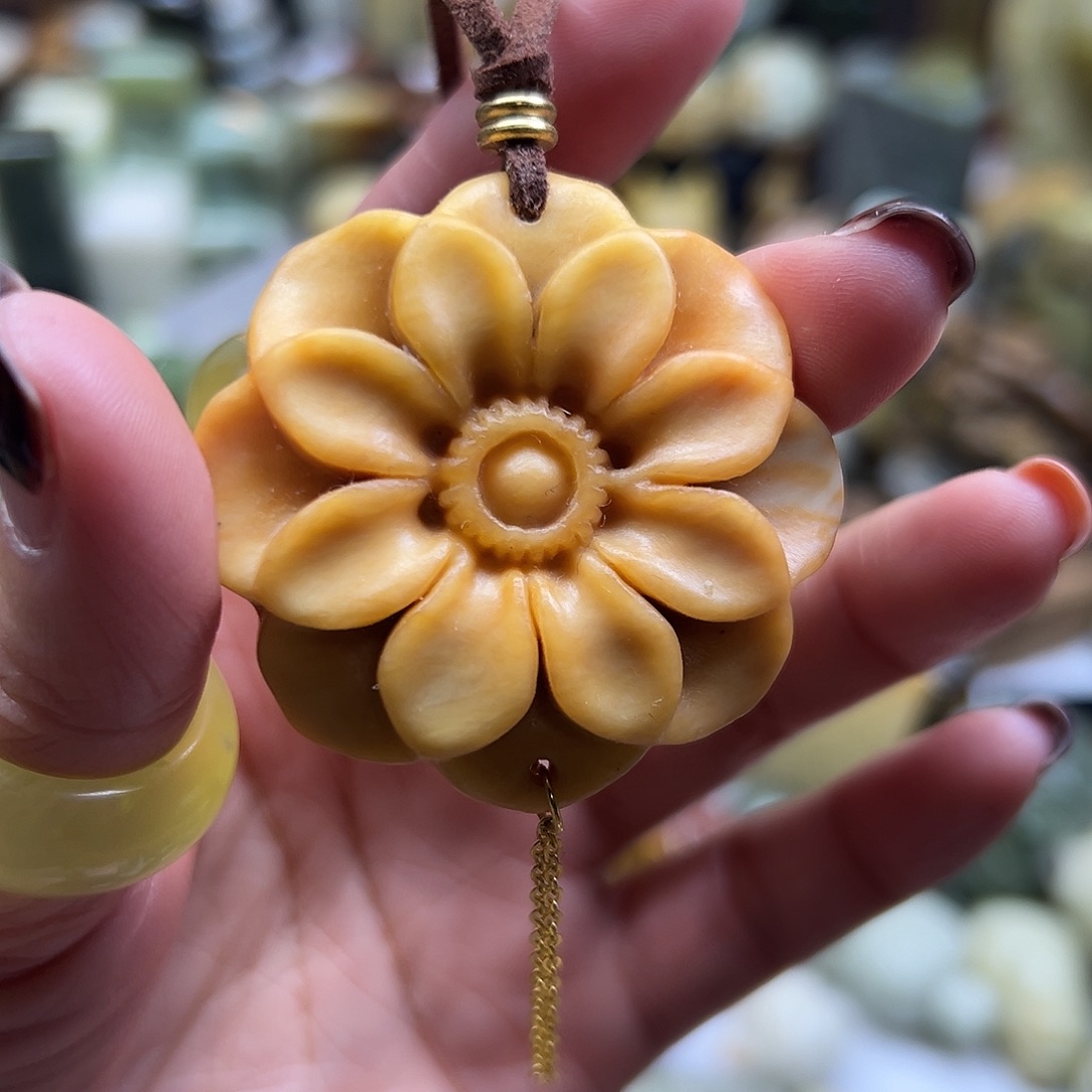 岫玉未镶嵌颈饰辽阳料毛衣链花花