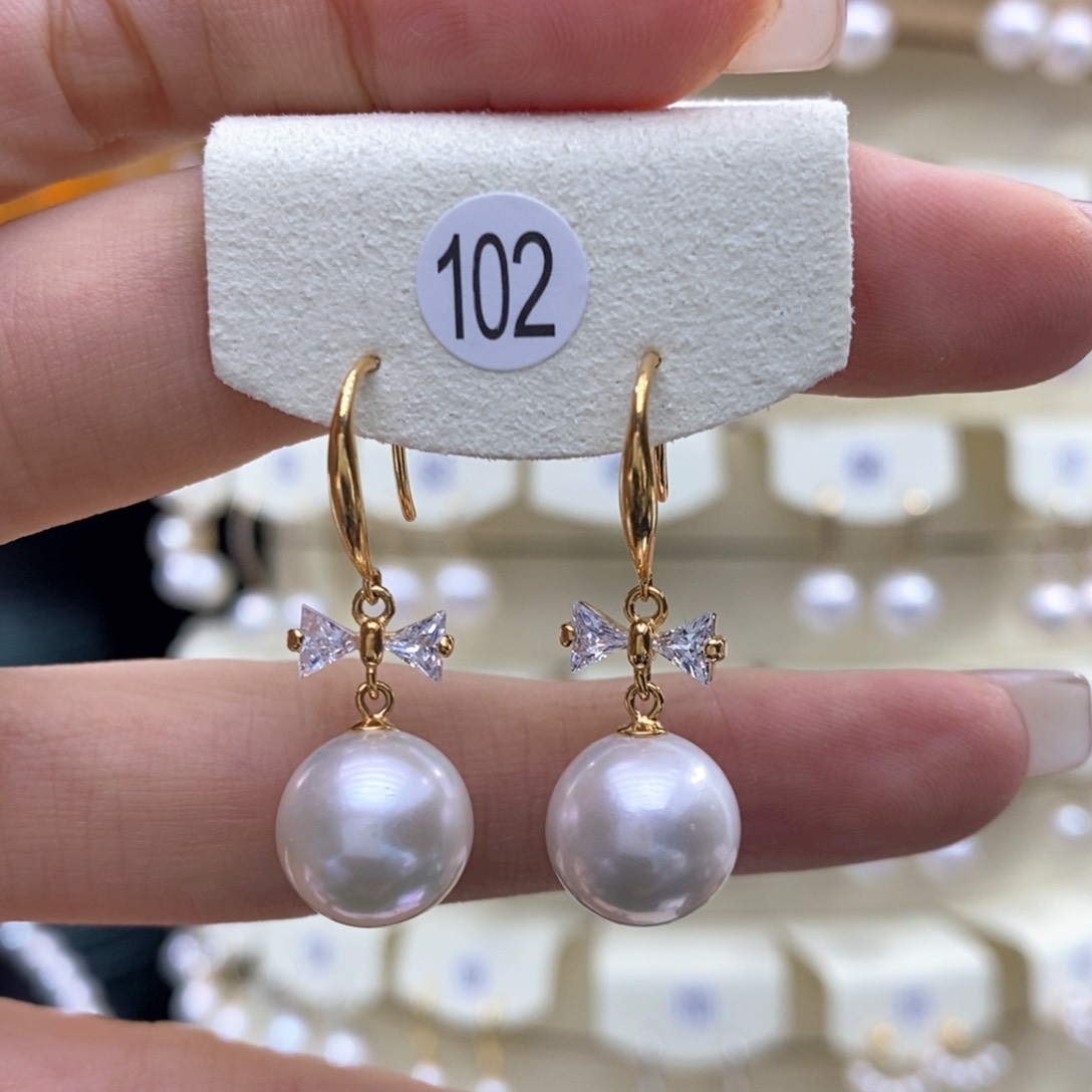淡水珍珠耳饰银S925镶嵌