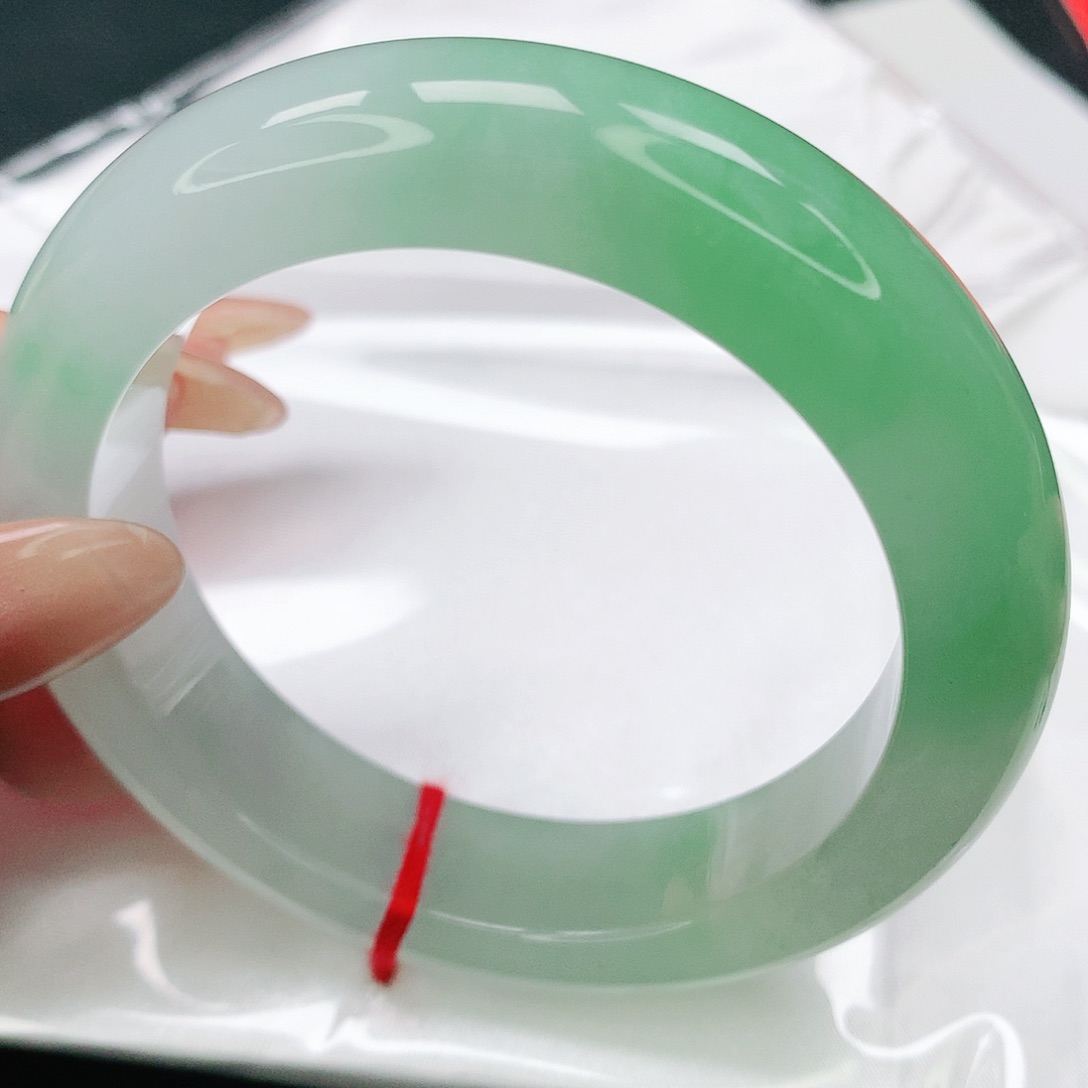 未镶嵌手镯翡翠完美高冰厚装轮胎白底青066