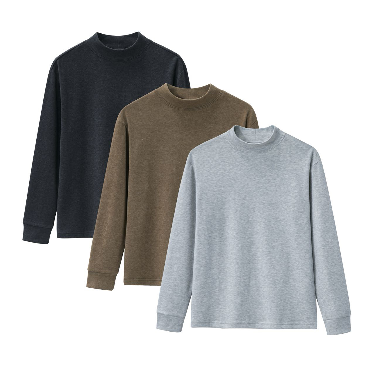 冬季保暖天丝莱赛尔磨毛半高领长袖T恤男士内搭高级感简约打底衫