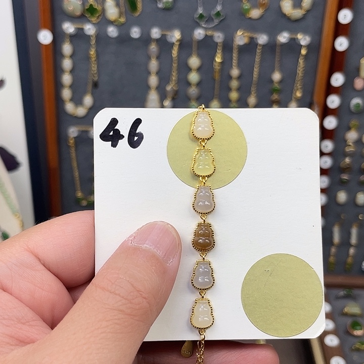 和田玉手链银S925镶嵌和田玉46