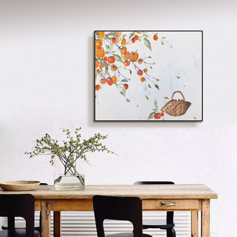 中式风格电表箱装饰画 abs材质上掀式液压杆遮挡挂画柿柿如意5060