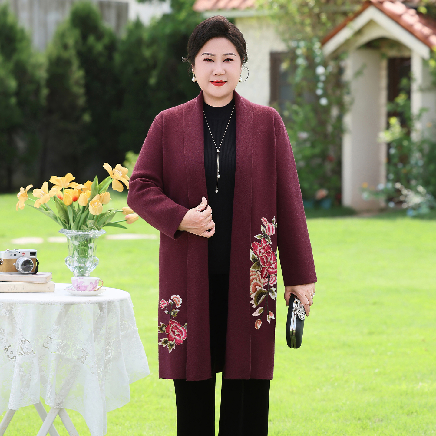 洋气妈妈毛衣开衫大码高贵气质毛衫中老年女外穿休闲新款毛衫上衣