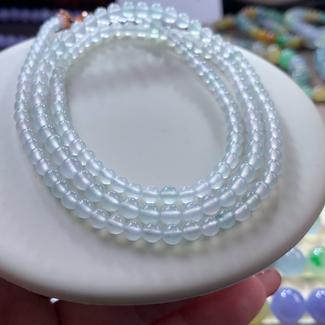 翡翠颈饰未镶嵌翡翠高冰白月光卡4-5+