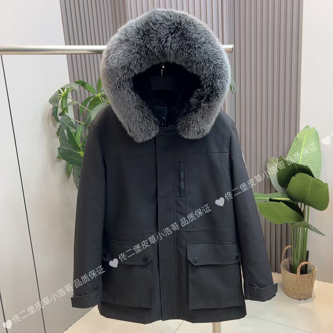 男士冬季新款雪爆羽绒兔毛皮毛一体袖加毛加厚皮草派克服外套