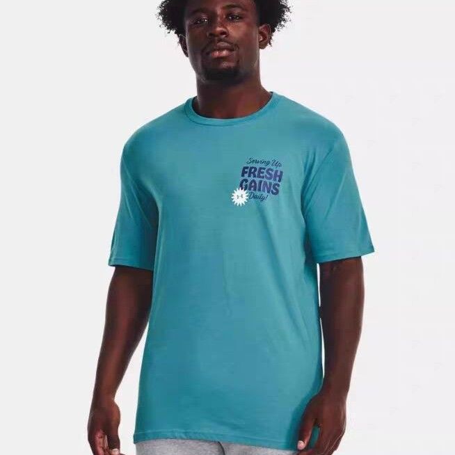 安德玛UA 男子训练亲肤舒适运动印花圆领短袖T恤1376839