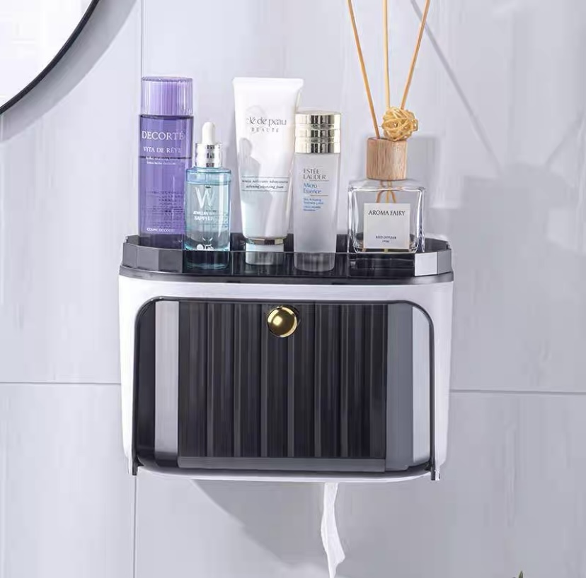 纸巾盒壁挂式免打孔卫生间置物架（颜色随机不选）7080