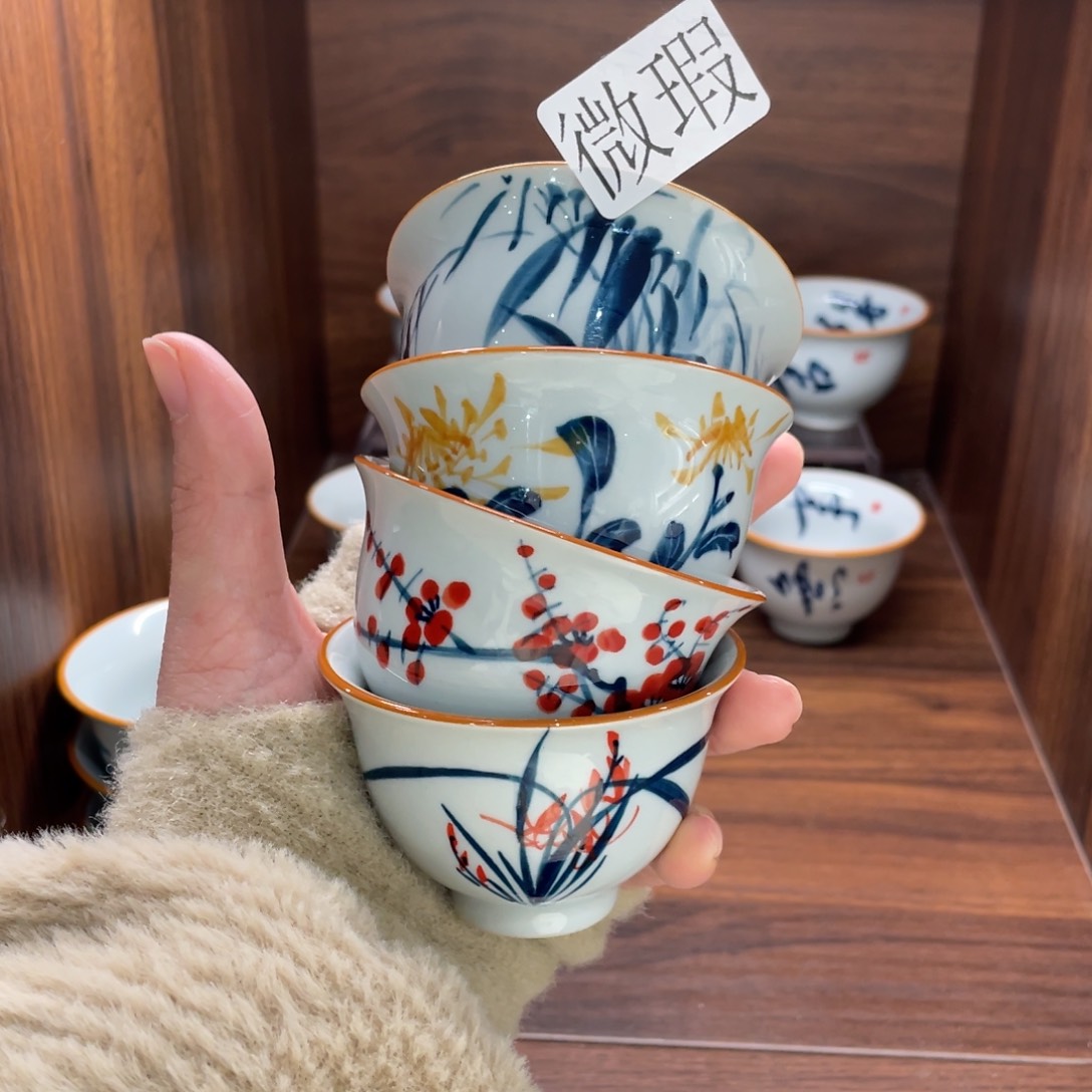 微瑕釉下彩纯手绘