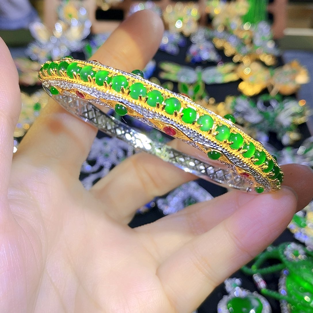 吊坠(不含链)银S925镶嵌翡翠