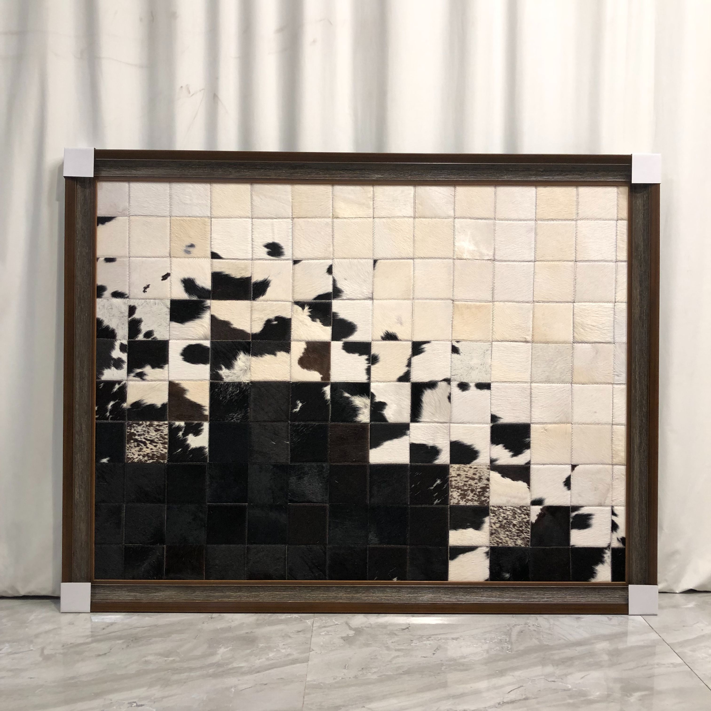 博瑞奇复古牛毛皮装饰画客厅玄关挂画空间装饰摆件08801