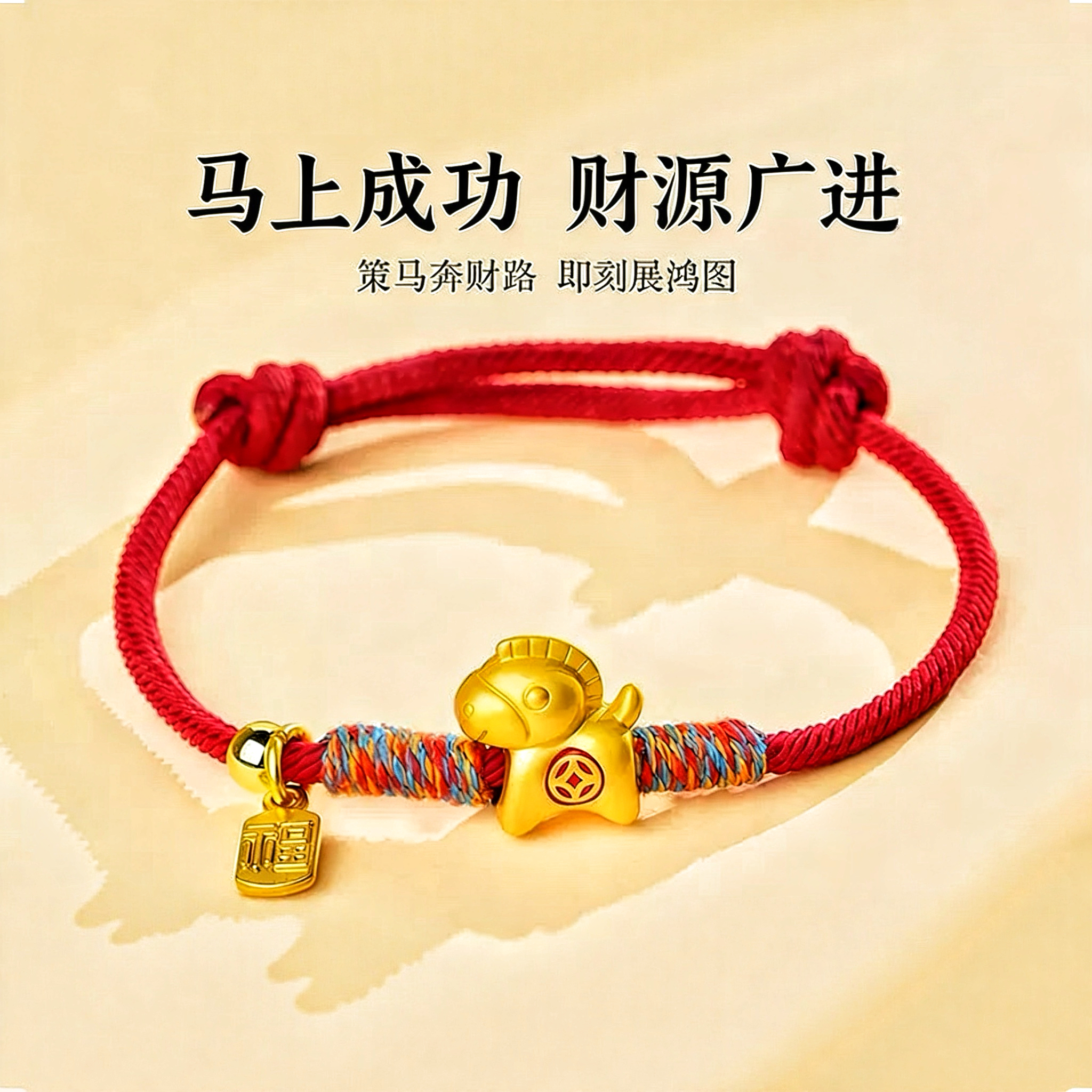 【新店开业】马上有钱转运珠生肖马男女通用DIY佩戴佳品编制手链