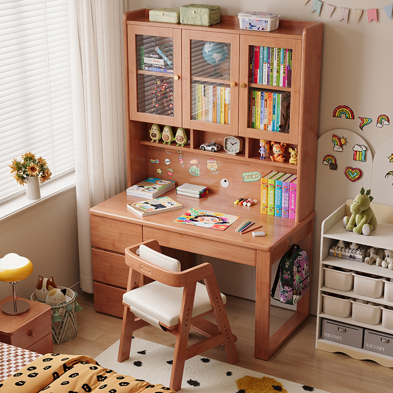 加厚实木书桌可收纳茶桌椅桌子学习办公家用书桌简约电脑桌桌椅