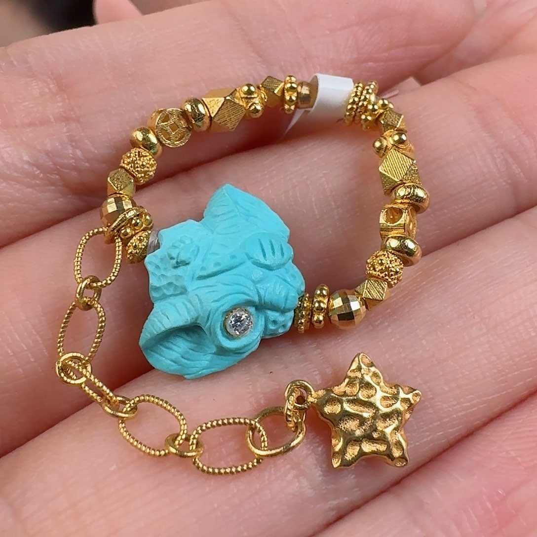 绿松石珠宝奇石18K金镶嵌