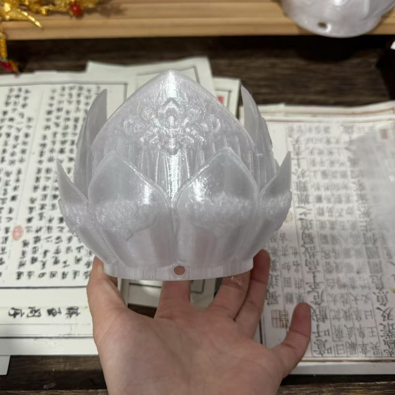前尘梦汉服配饰古风三d打印莲花冠冰透色莲花冠