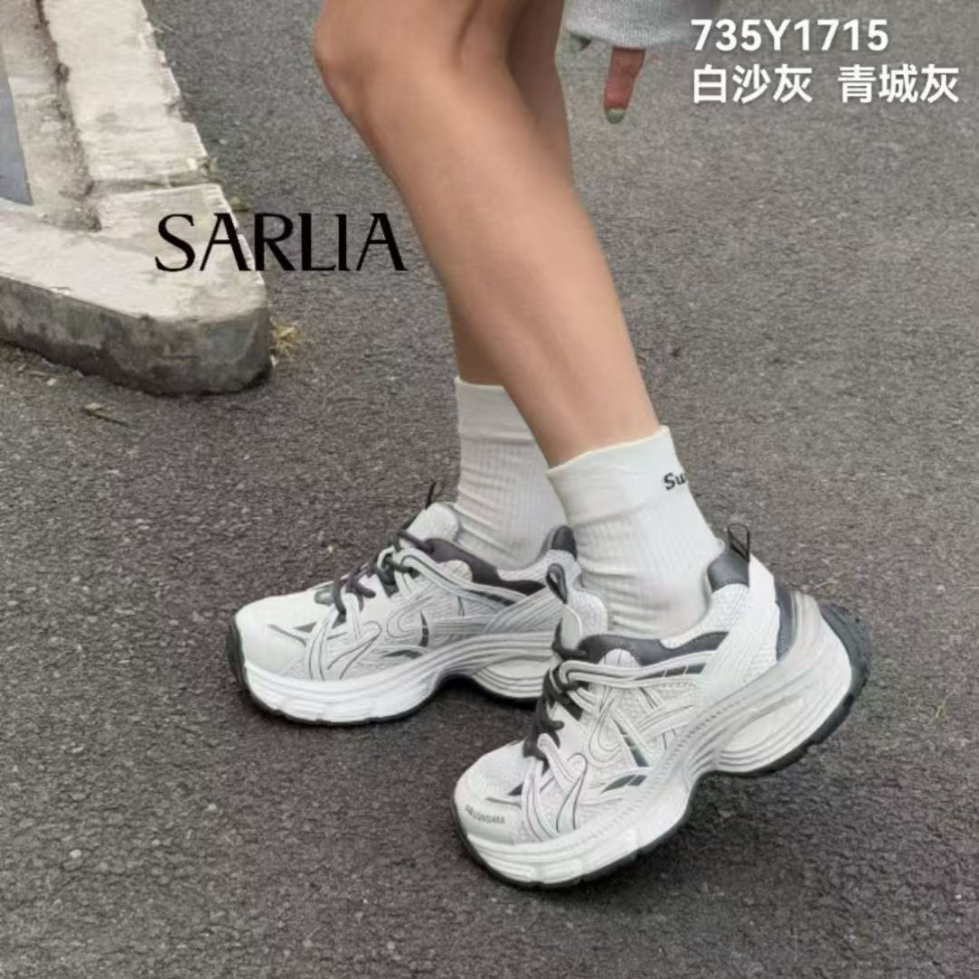 时尚休闲鞋厚底防滑跑步老爹鞋透气时尚条纹ins耐脏