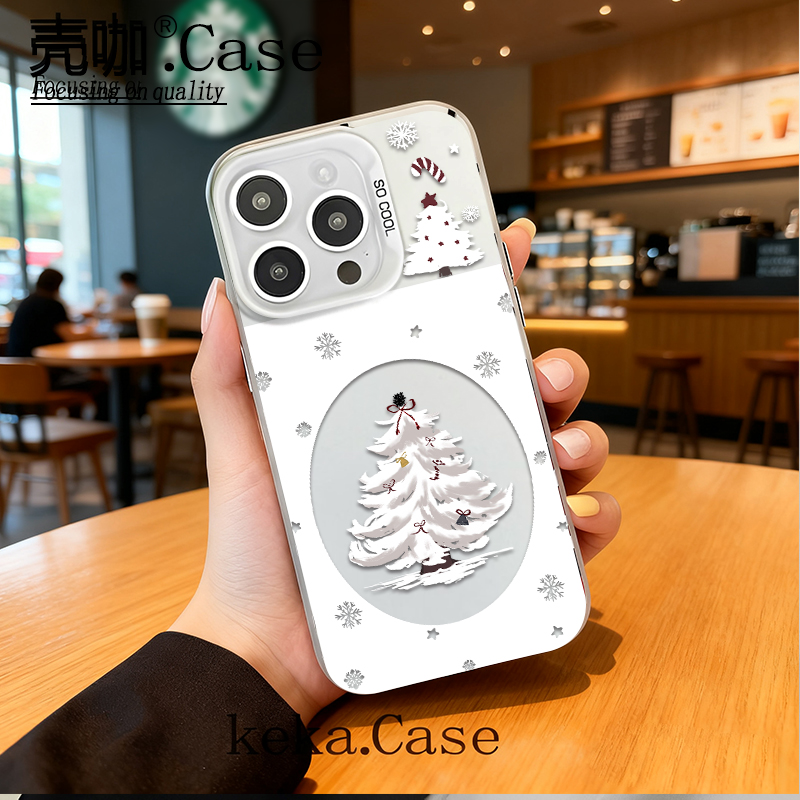 圣诞彩银壳适用苹果17手机壳15/16pro华为oppo小米vivo女款