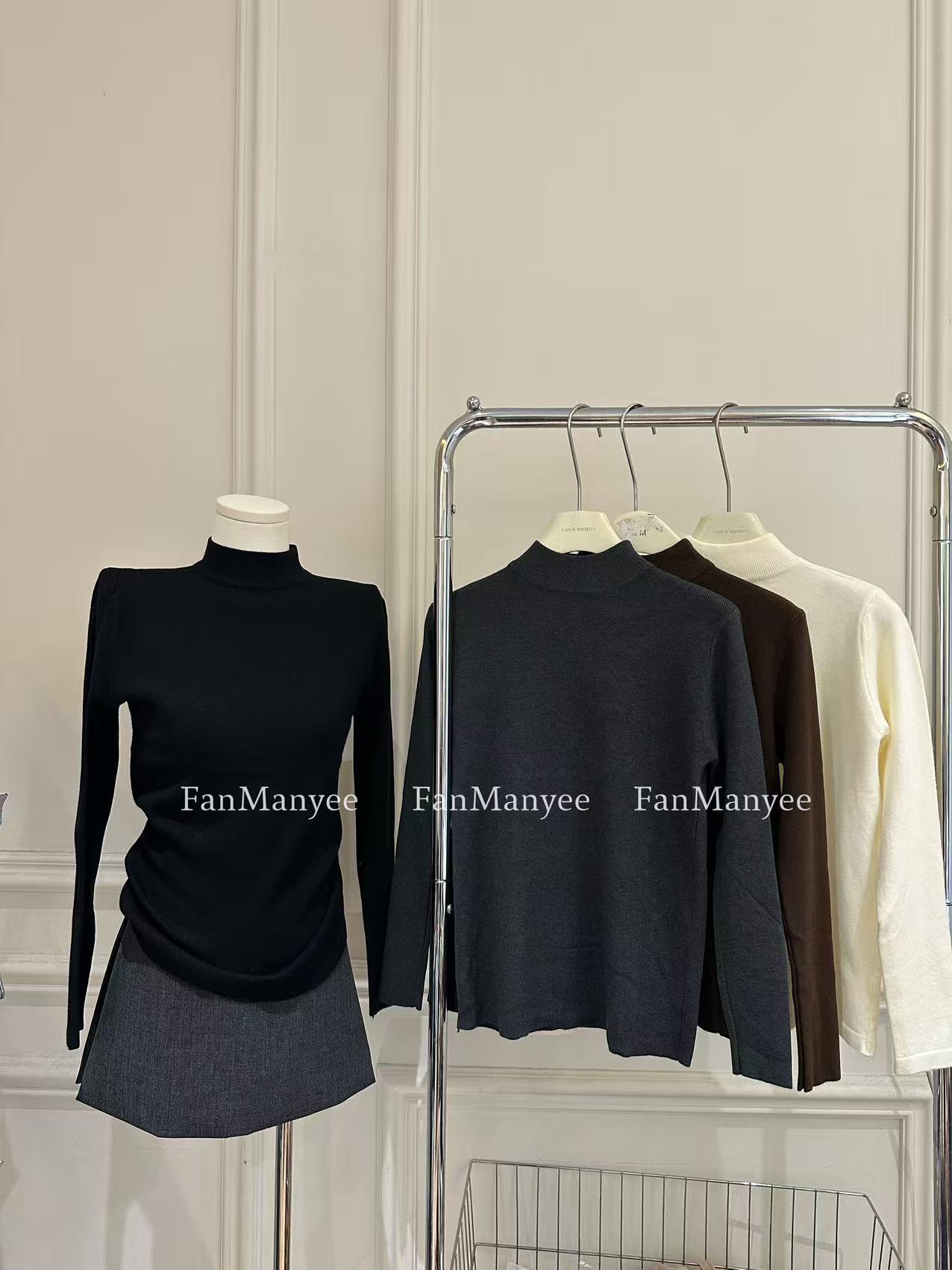 【软绵绵】秋冬韩系简约百搭打底半高领减龄显瘦长袖上衣