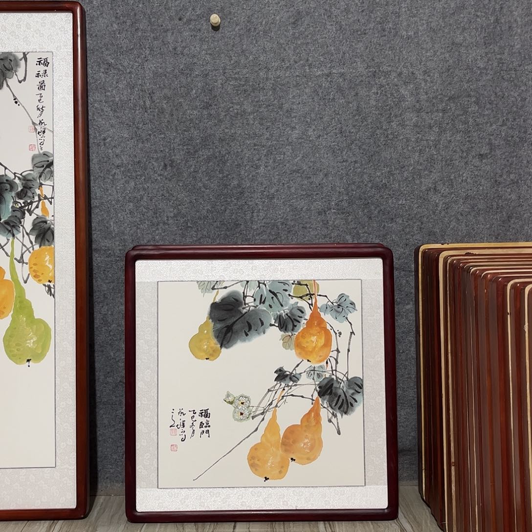 国画书画作品带框63×63