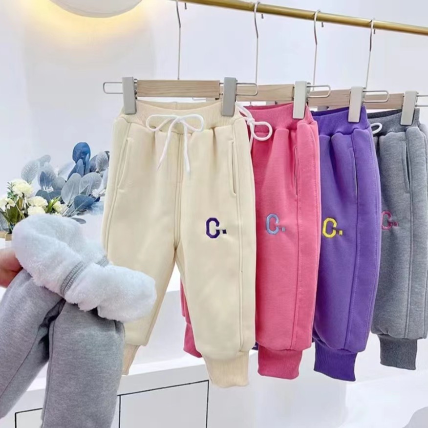 【加绒加厚】女童绣C字运动裤加绒加厚女宝洋气保暖卫裤ZY-GL-C04