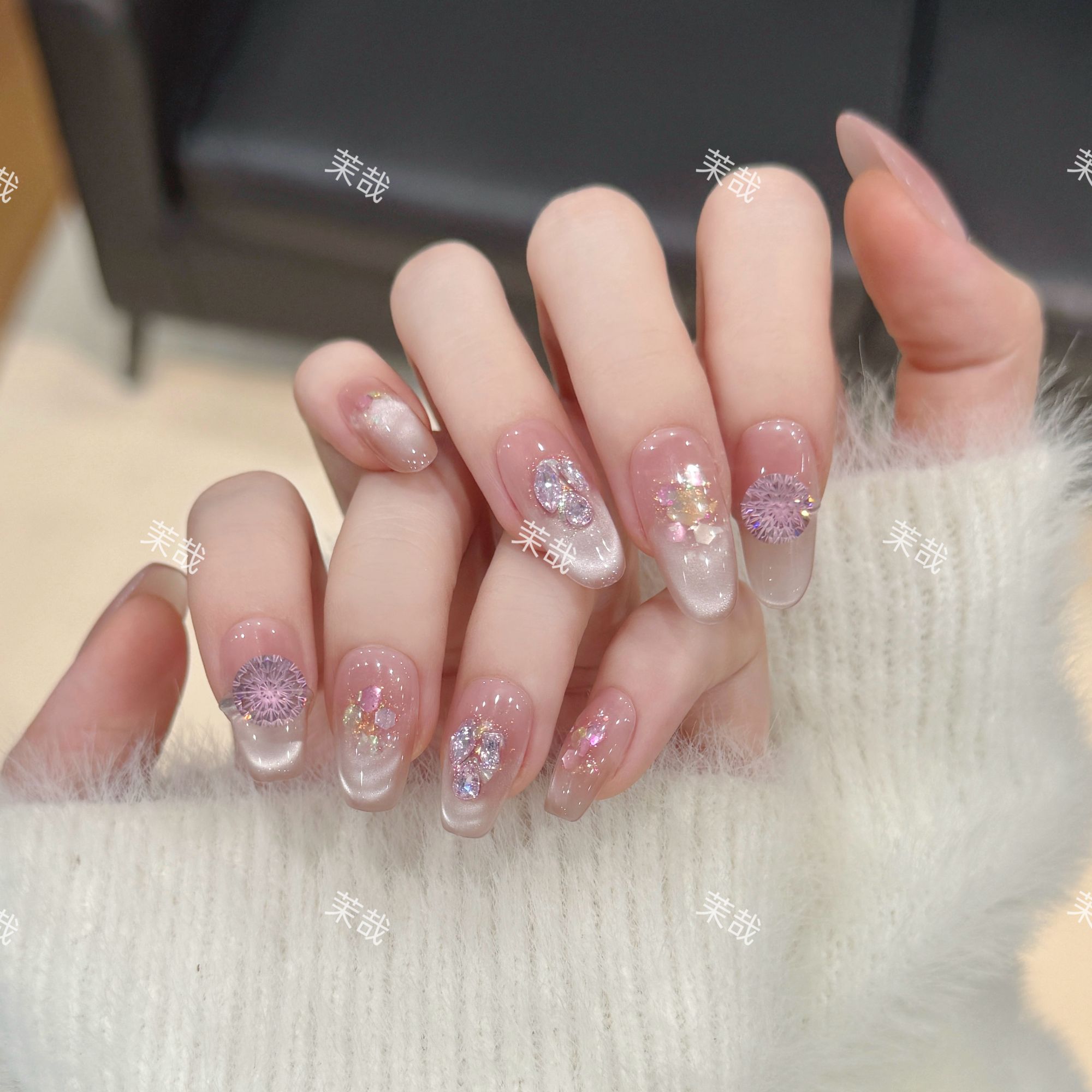 茉哉现货【初恋情书】纯手工定制美甲拆卸穿戴甲A4246