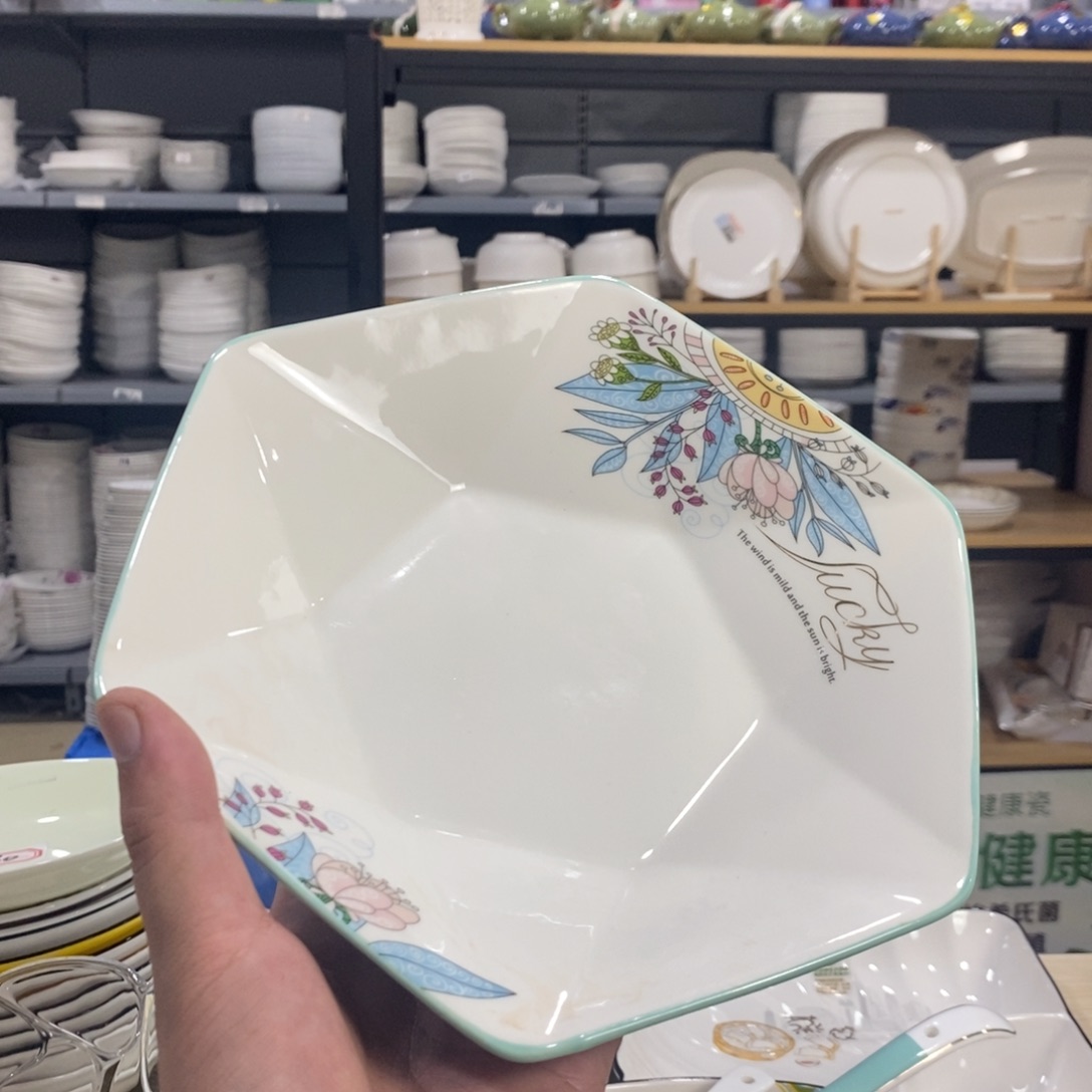 盘1399号4个装加厚防烫款8寸六角菱形盘深盘