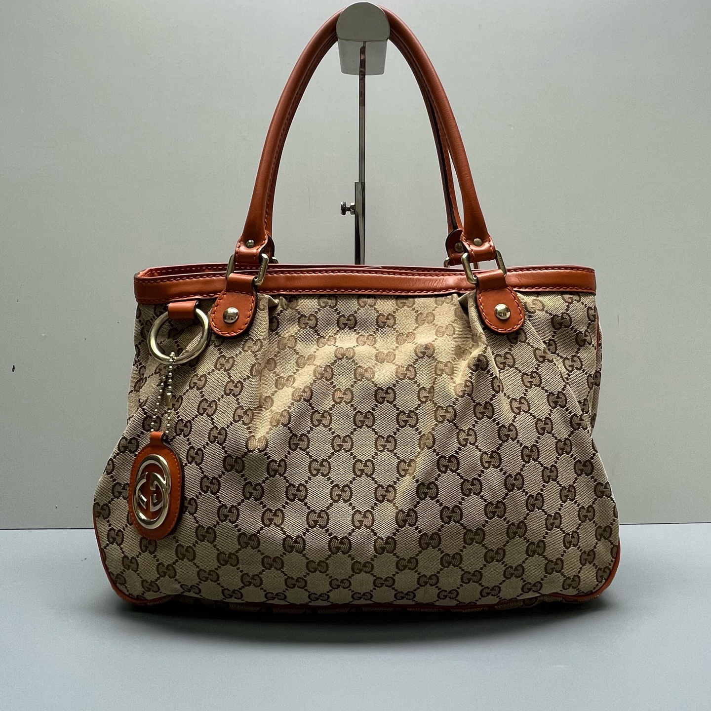 95新 GUCCI/古驰 优选/棕色老花手提单肩托特包黑标011/37×25×10