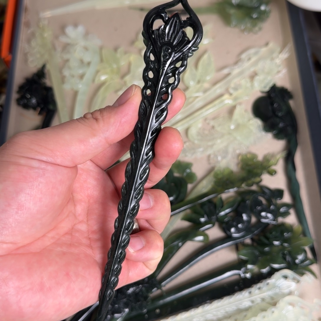 岫玉发饰未镶嵌明君玉簪就是好看