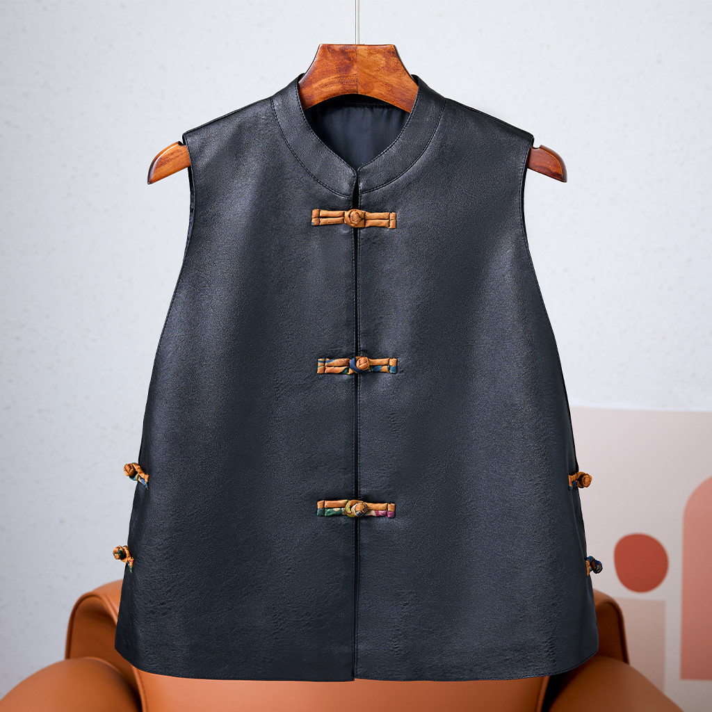 【品牌订单】春秋新款新中式国风立领提花马甲复古盘扣马夹背心女