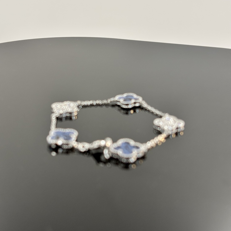 铜合金合成锆石手链 蓝白花花手链SL2112