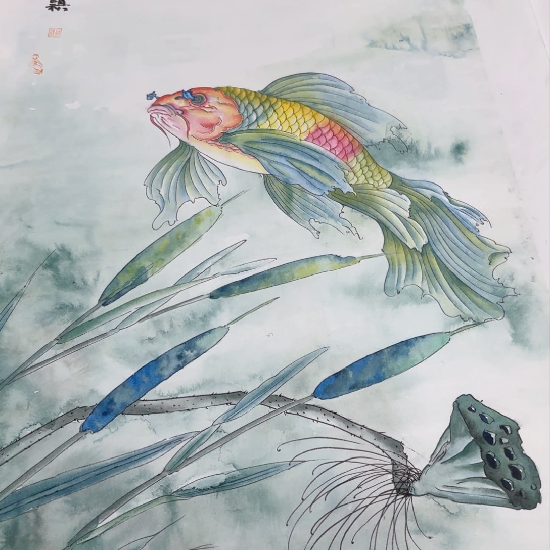 国画海**向张竹颖4尺3开花鸟马