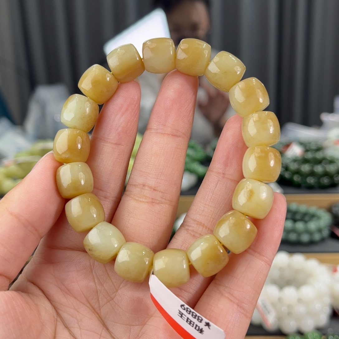 手串未镶嵌和田玉﹎*风新疆且末黄糖卡12直切
