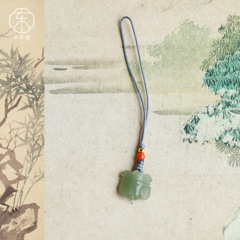 东方俪DOFUNLY【卿时月-蝉】和田玉手机挂件设计款BYGJ空谷