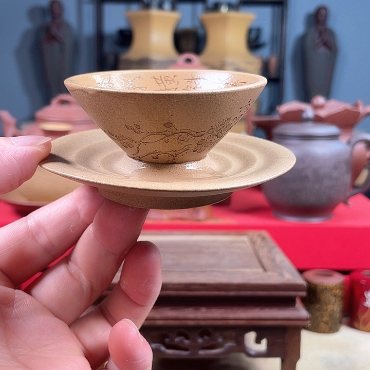 茶杯紫砂紫砂陀螺杯微瑕