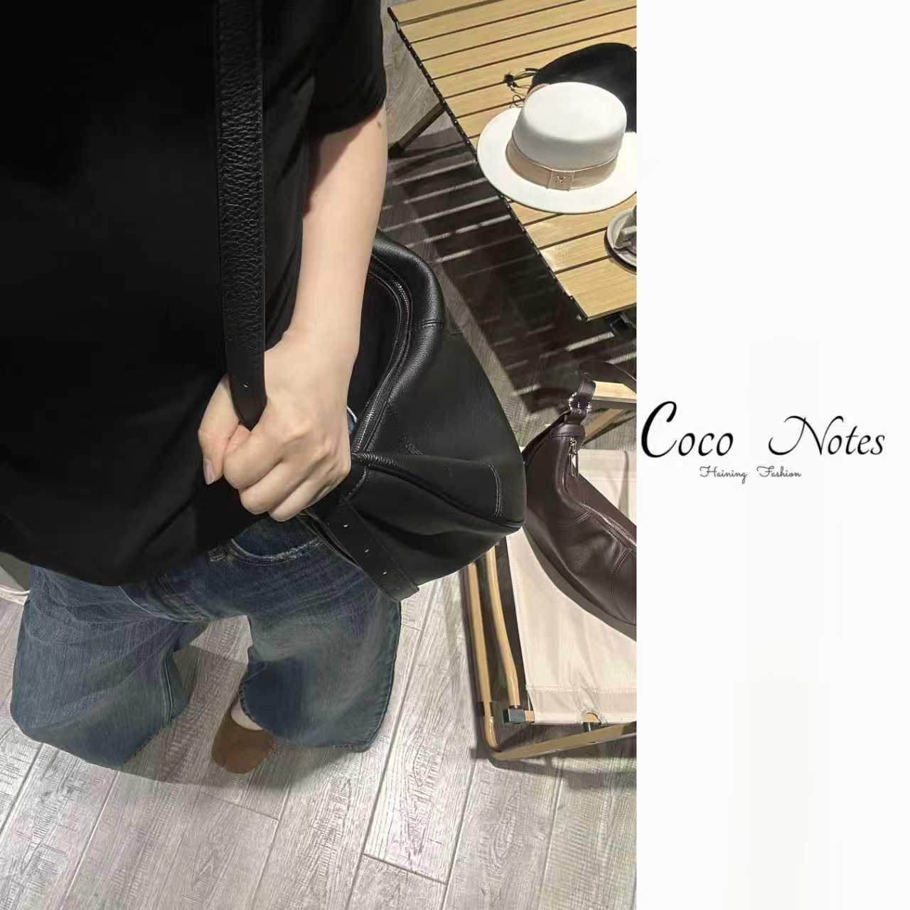 COCO NOTES  79028新款牛皮软面包包斜跨饺子单肩包