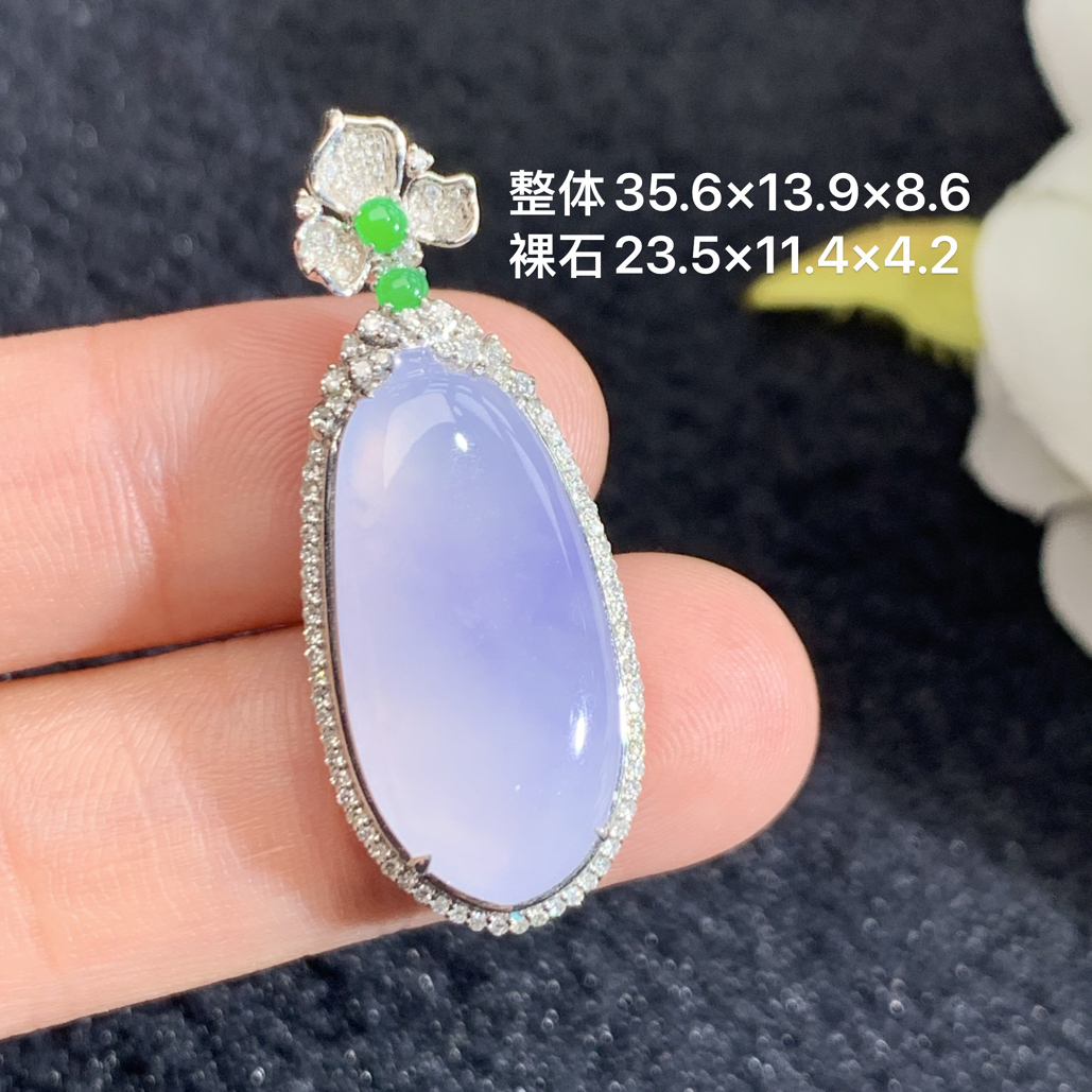 18k金镶嵌天然缅甸翡翠紫罗兰福瓜35.6-13.9-8.6/23.5-11.4-4.2