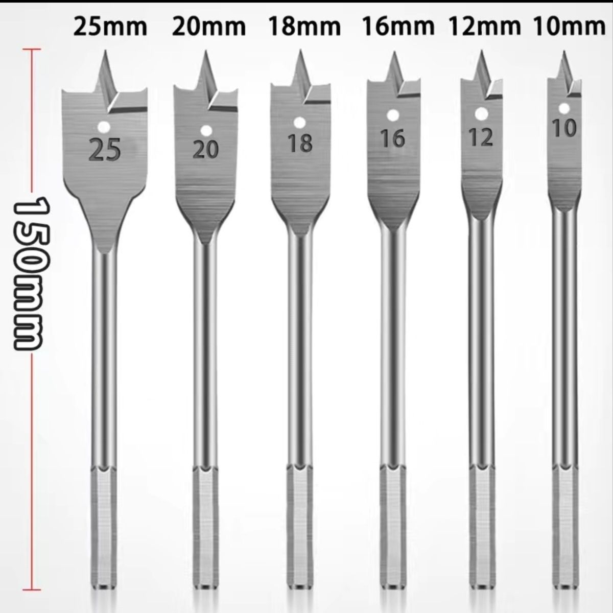 【拍一发六】三尖木工扁钻10-25mm木工开孔器六角柄镀钛木用打孔用 