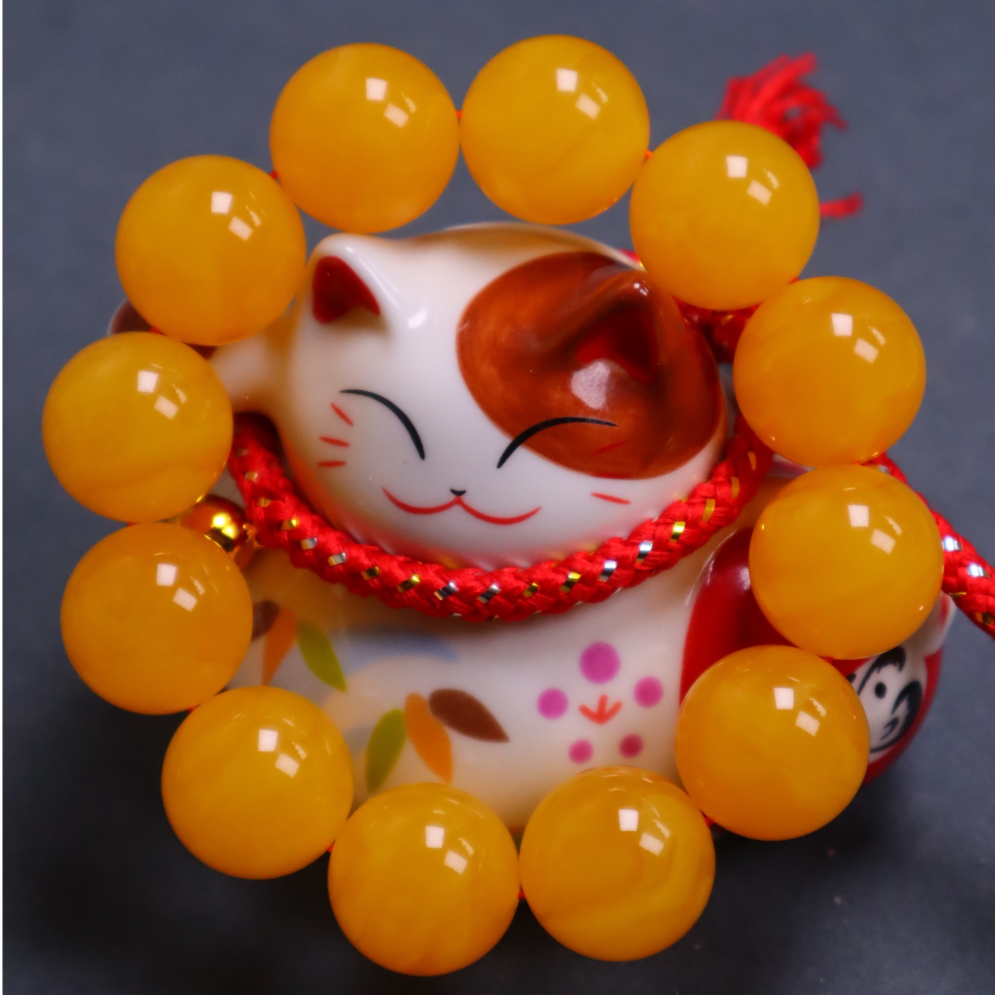 蜜蜡浓蜡鸡油红同料20mm手串