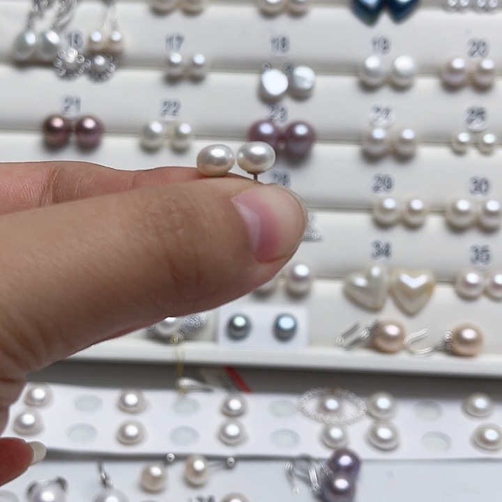 心***香耳饰银S925镶嵌淡水珍珠