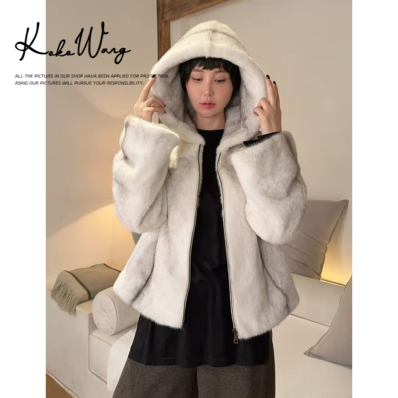 KOKOWANG【红标系列】轻奢高级感十字连帽水貂外套X4755J18W58