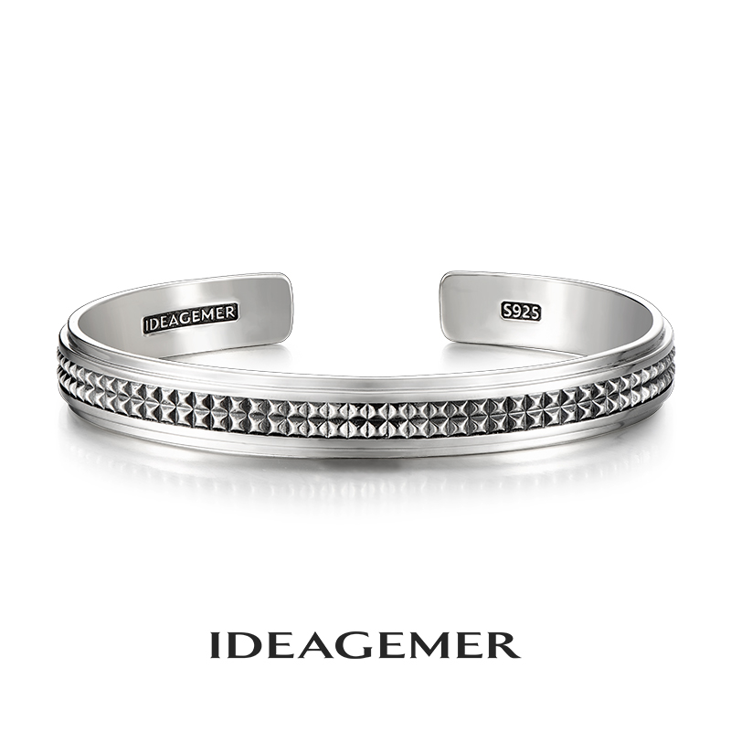 ideagemer 925银手镯 简约时尚手镯原创设计ins潮轻奢高级感开口