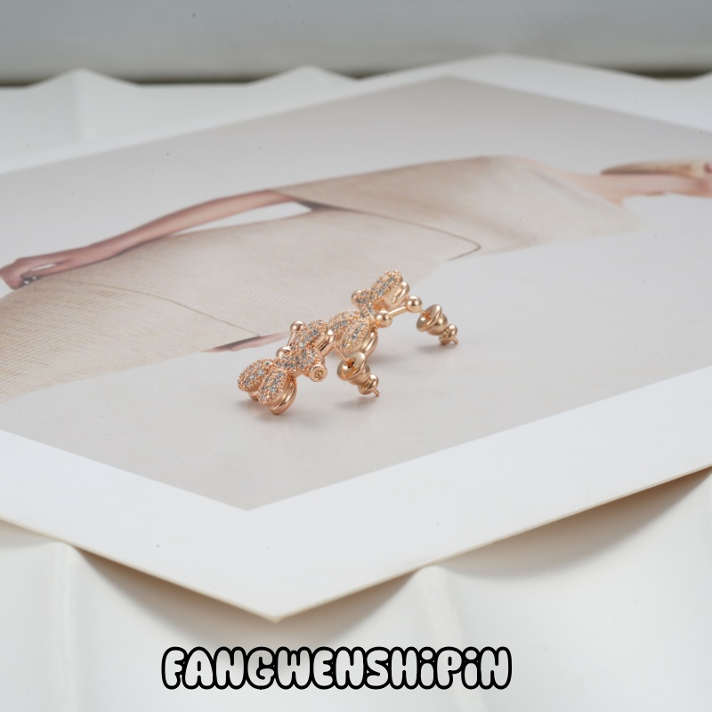 铜合金锆石耳饰 【镀K金】【925银针】耳环4261