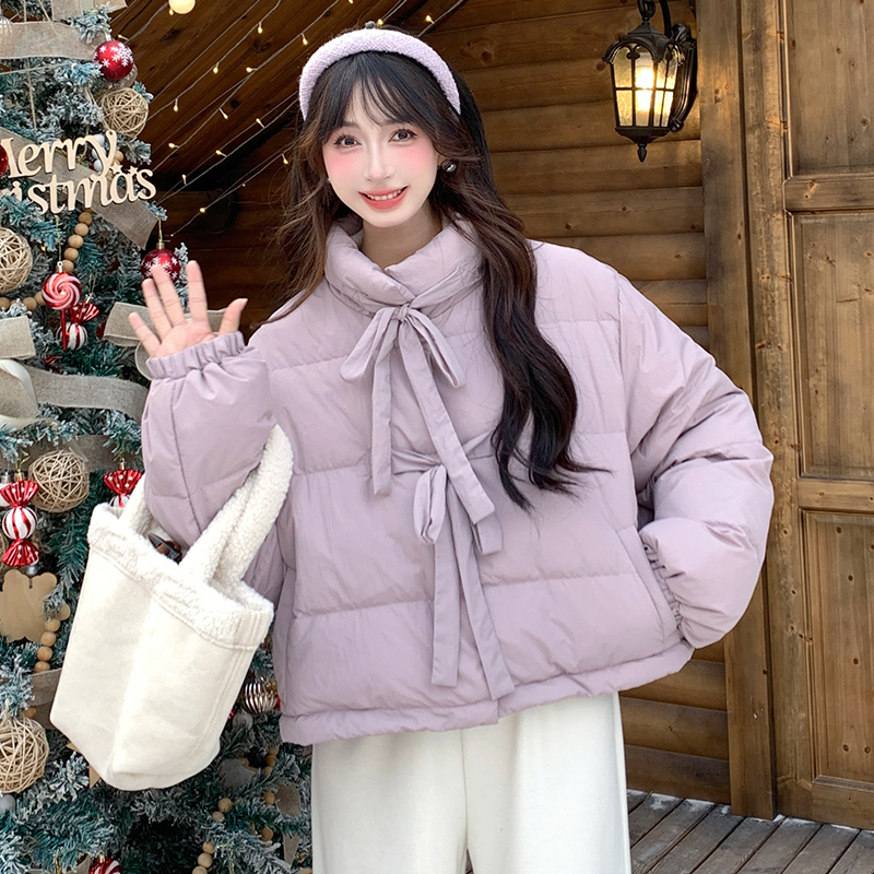 【主播穿 复古浅安可拉红】韩系高级感厚款棉服女风百搭显瘦上衣