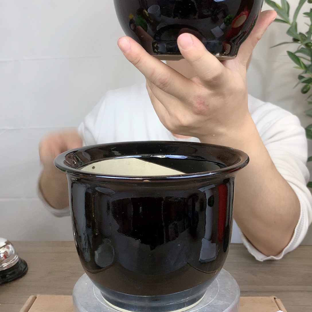 陶瓷黑色陶瓷微瑕花盆