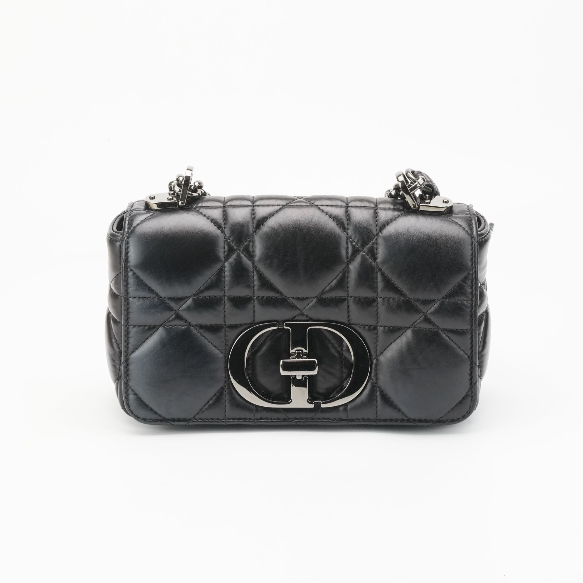 99新 DIOR/迪奥 Dior迪奥Caro黑银链条包122205