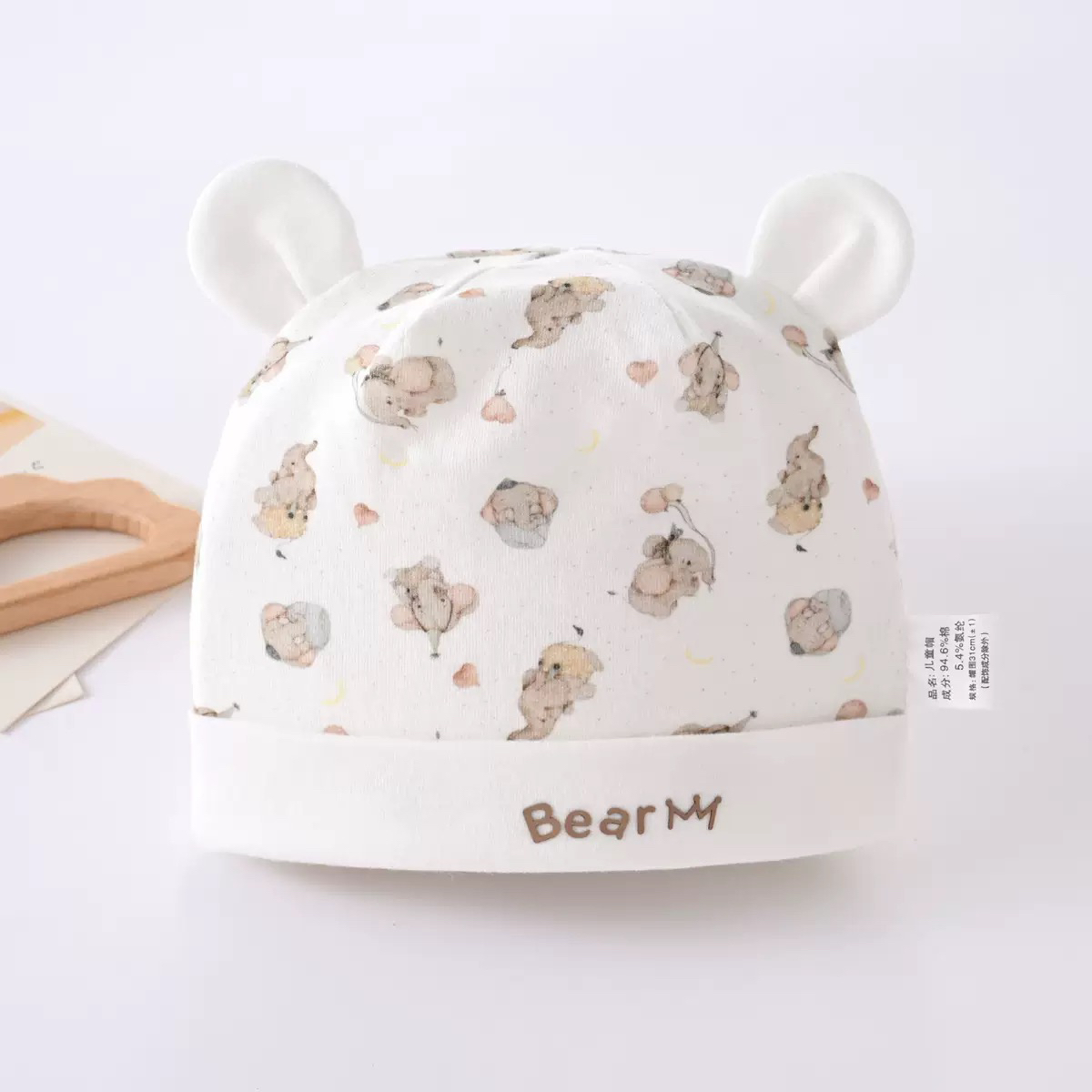 休闲风胎帽圆顶无檐卡通风女帽子套头帽冬季新生婴