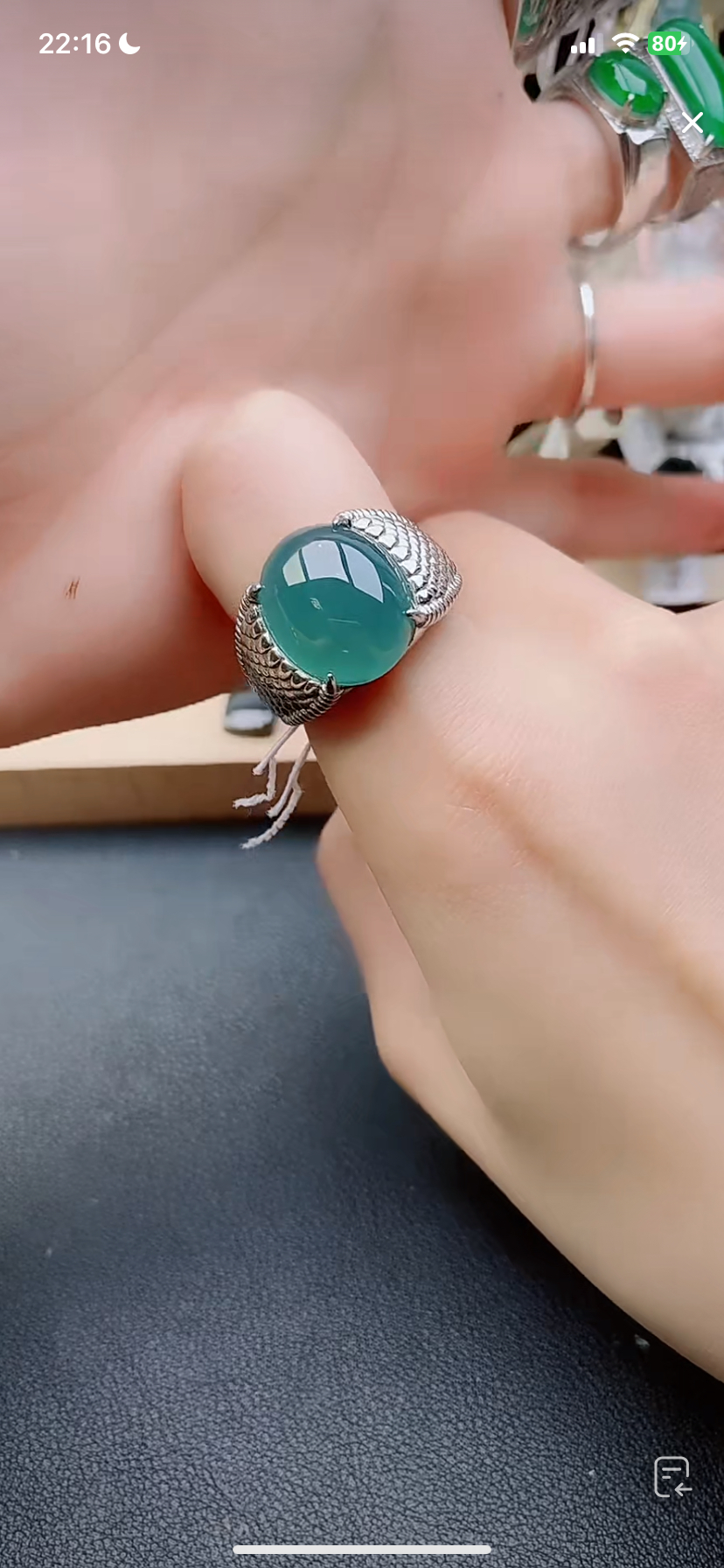 天然翡翠戒指s925银男戒