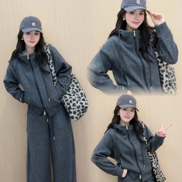 在仓发】（门店限定满天星）冬季新款加绒500g加厚连帽套装