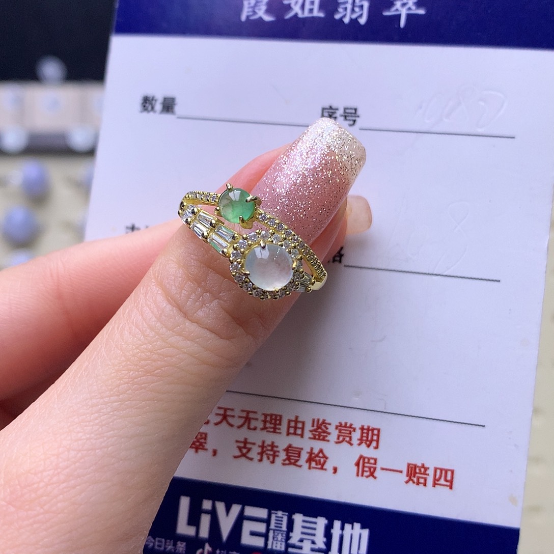 翡翠银S925镶嵌戒指72