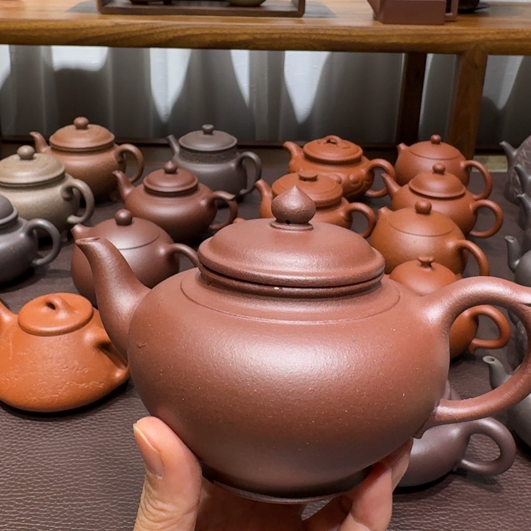 红***飘紫砂茶壶底槽清笑樱310cc微瑕花泥