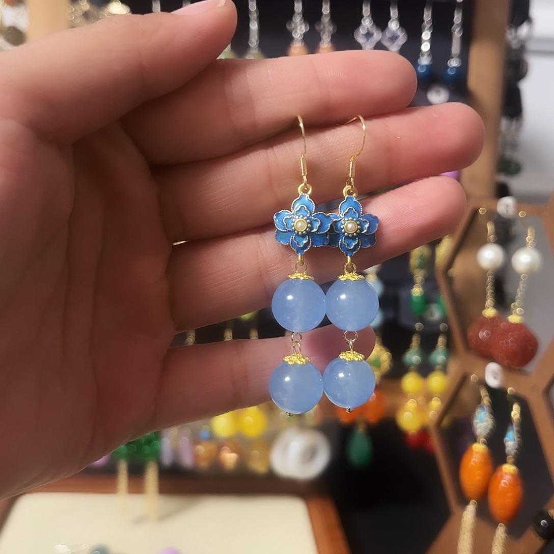 锆石纯铜925银耳饰